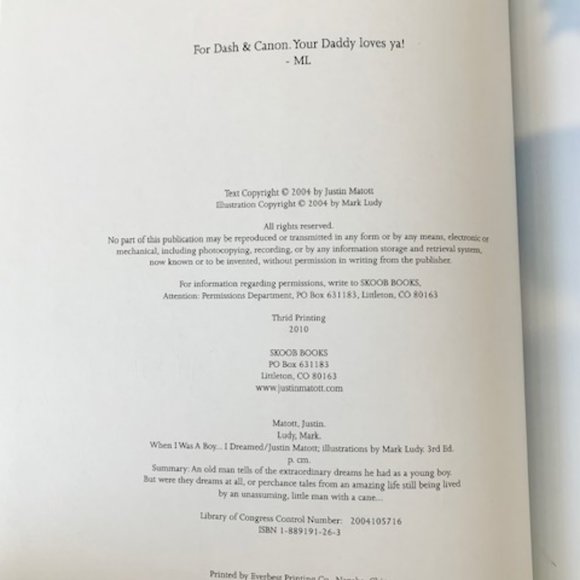 When I Was A Boy... I Dreamed Hardcover Book By Matott, Justin -Signed - Picture 3 of 3